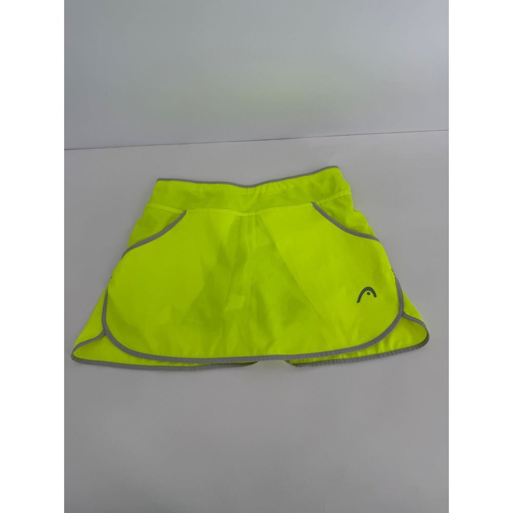HEAD Womens Neon Yellow Athletic Skort Built In Shorts Back Pocket Sz XS